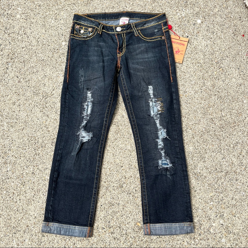 True Religion Berkeley Billy Distressed Jeans 26 Dark Wash NWT $218